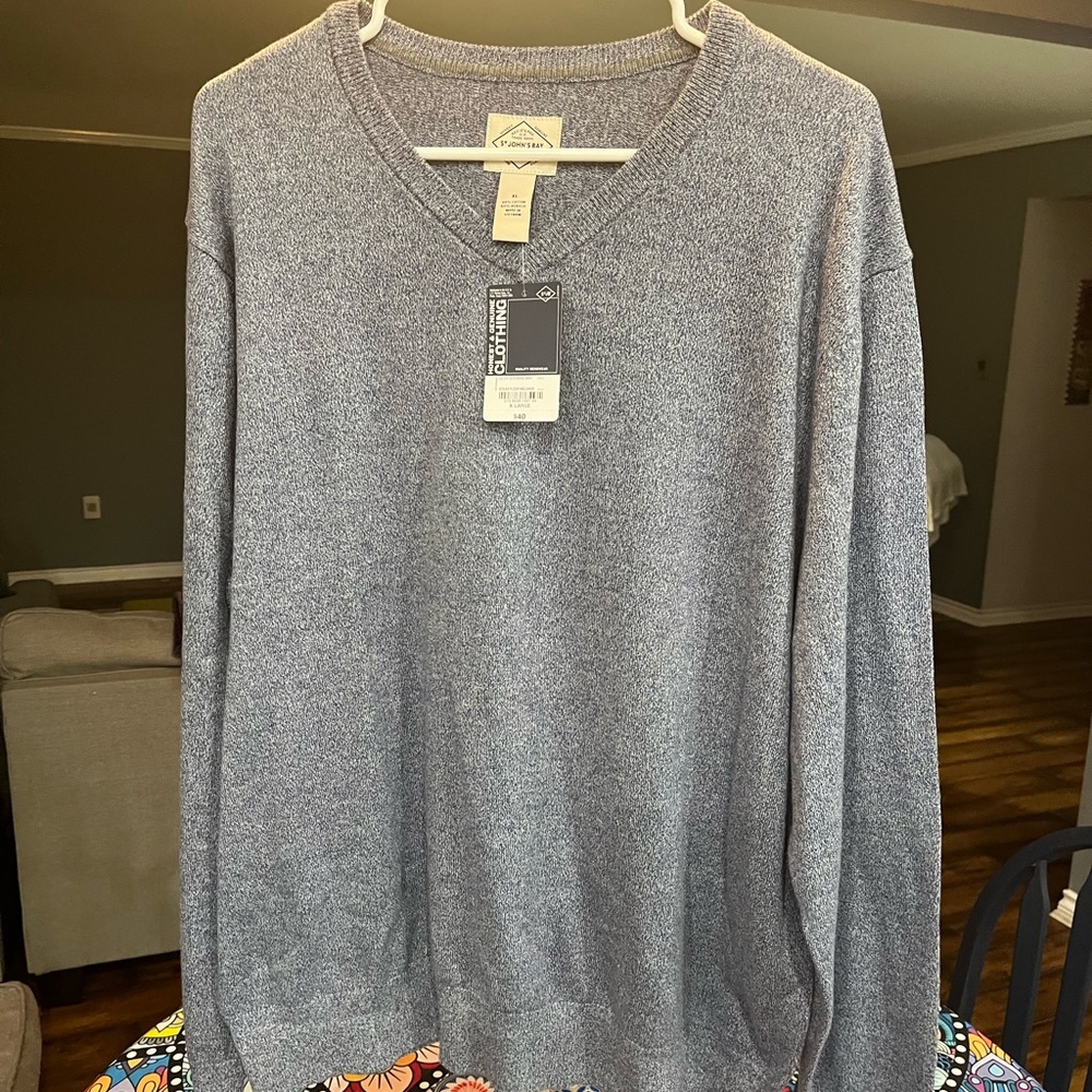 St. John's Bay Heather Blue V-Neck Sweater